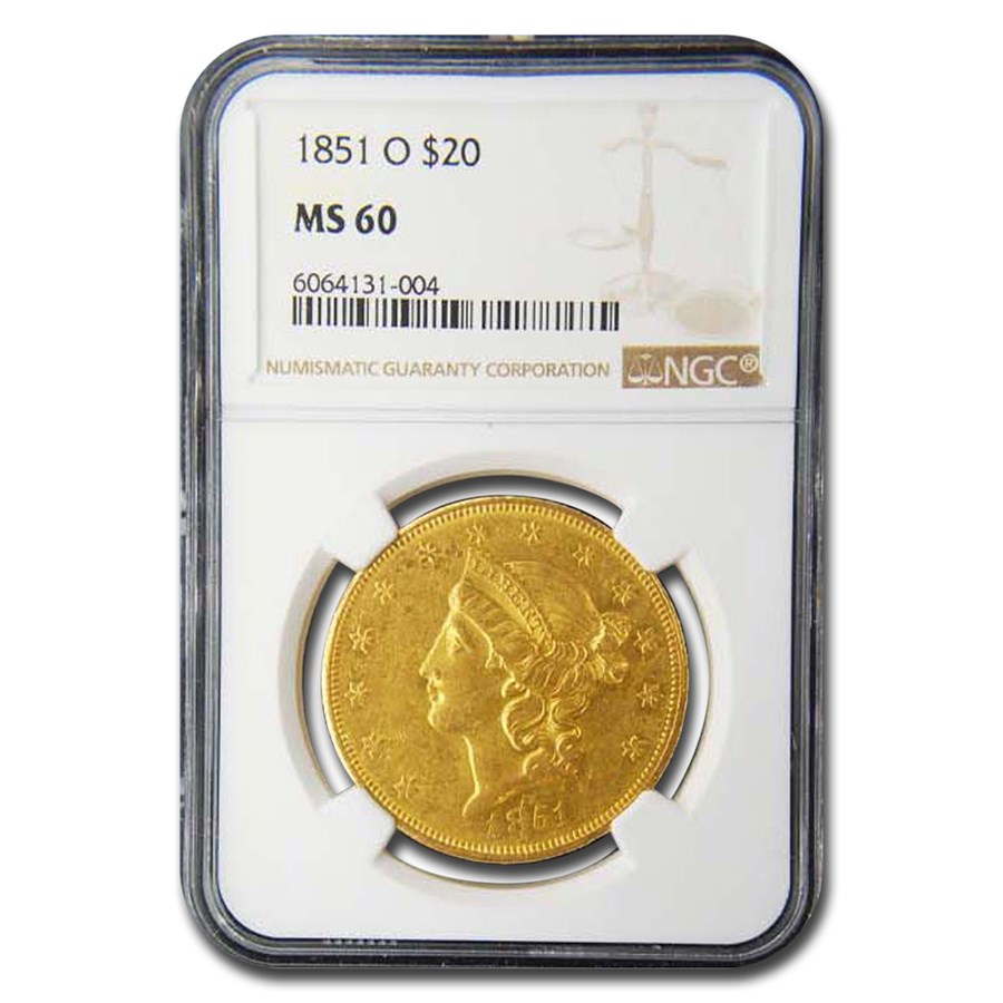 1851-O $20 Liberty Gold Double Eagle MS-60 NGC