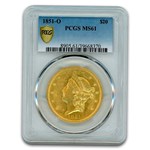 1851-O $20 Liberty Gold Double Eagle MS-61 PCGS