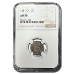 1851-O Liberty Seated Dime AU-58 NGC