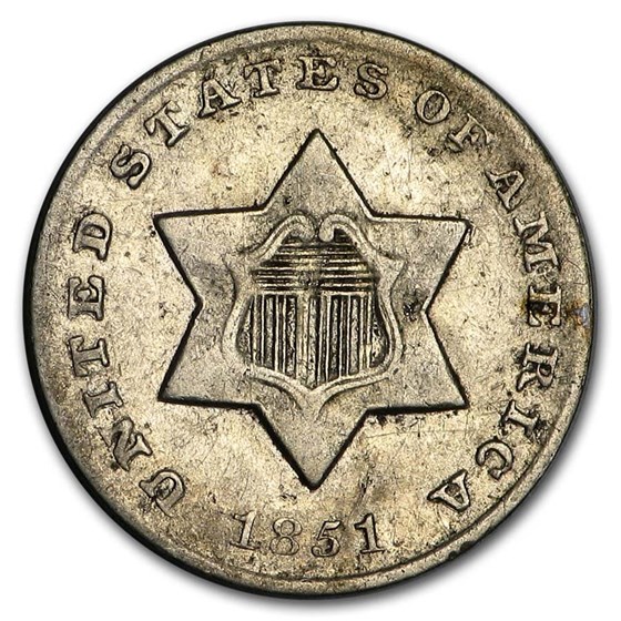 1851-O Three Cent Silver AU 1851-O Three Cent Silver AU