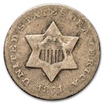 1851-O Three Cent Silver Good