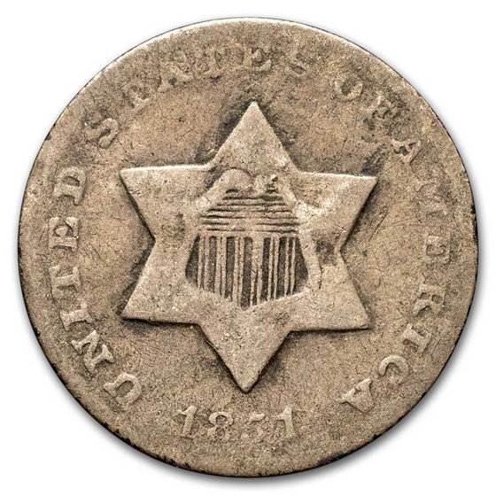 1851-O Three Cent Silver Good