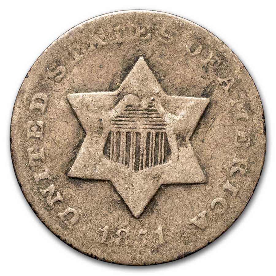 1851-O Three Cent Silver Good