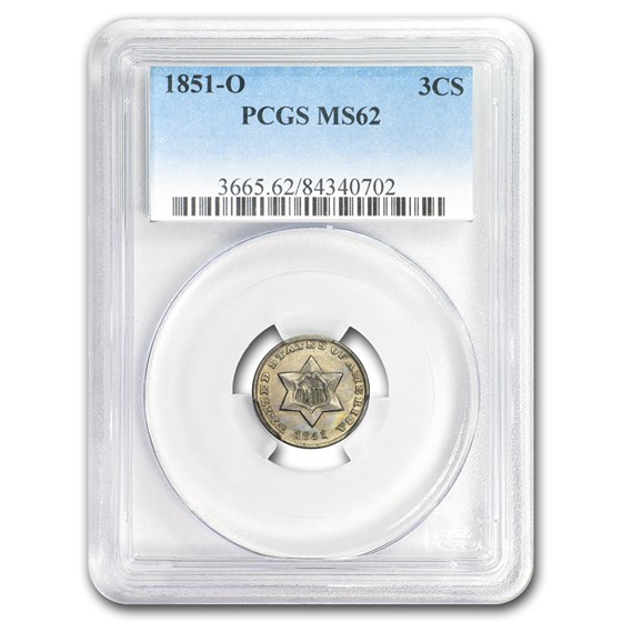 1851-O Three Cent Silver MS-62 PCGS 1851-O Three Cent Silver MS-62 PCGS