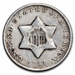 1851-O Three Cent Silver VG