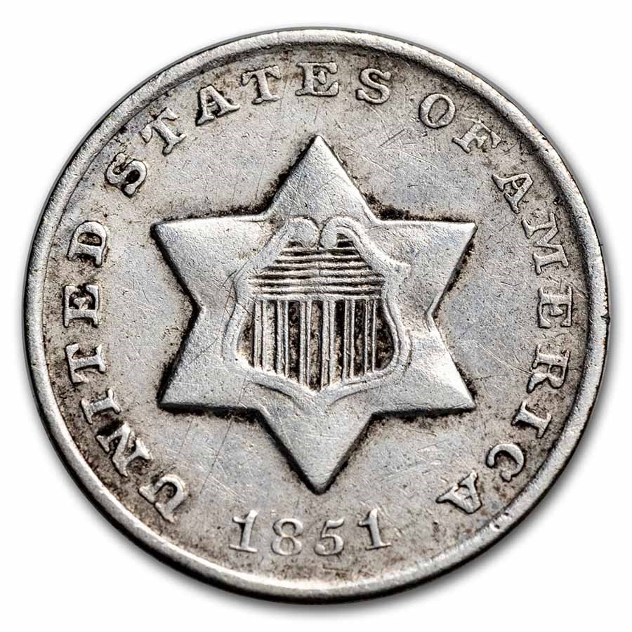 1851-O Three Cent Silver VG