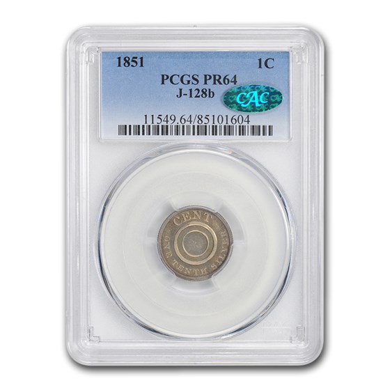 1851 Pattern Cent PCGS PR-64 PCGS CAC (J-128b) 1851 Pattern Cent PCGS PR-64 PCGS CAC (J-128b)