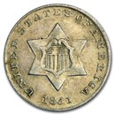 1851 Three Cent Silver AU