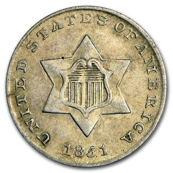 1851 Three Cent Silver AU 1851 Three Cent Silver AU