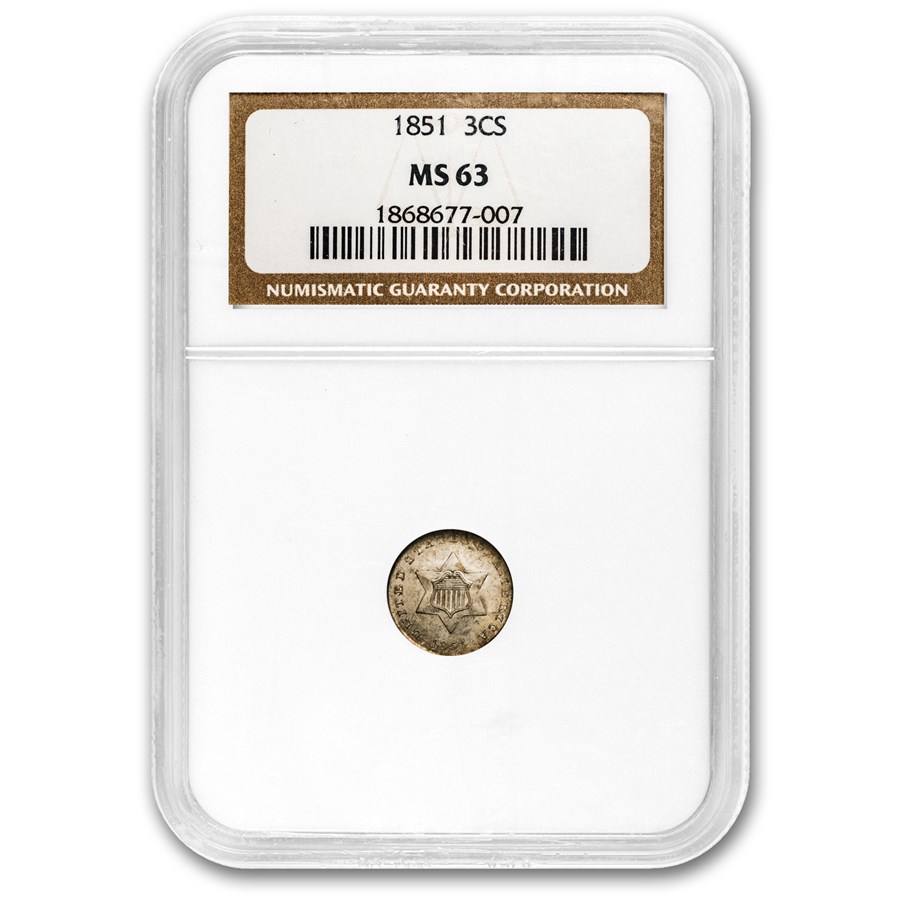 1851 Three Cent Silver MS-63 NGC