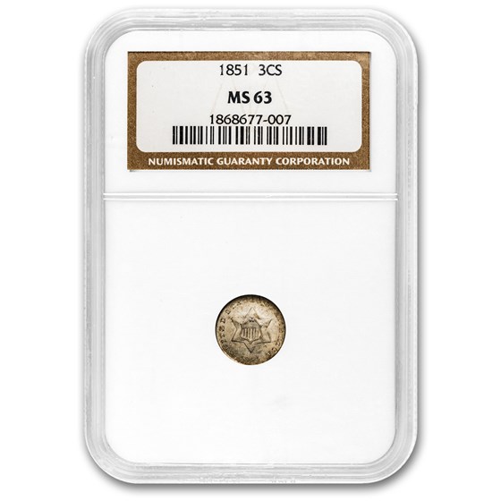 1851 Three Cent Silver MS-63 NGC 1851 Three Cent Silver MS-63 NGC