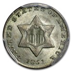 1851 Three Cent Silver MS-63 PCGS