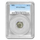 1851 Three Cent Silver MS-63 PCGS
