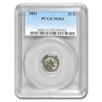 1851 Three Cent Silver MS-63 PCGS