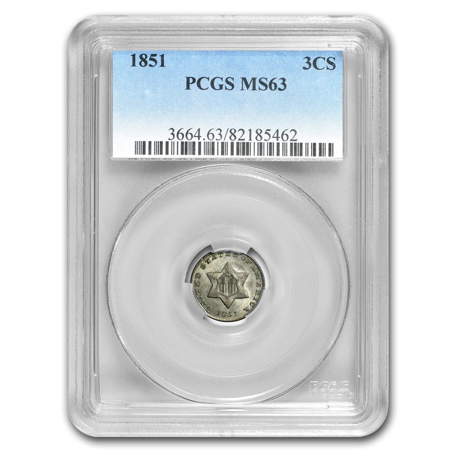 1851 Three Cent Silver MS-63 PCGS