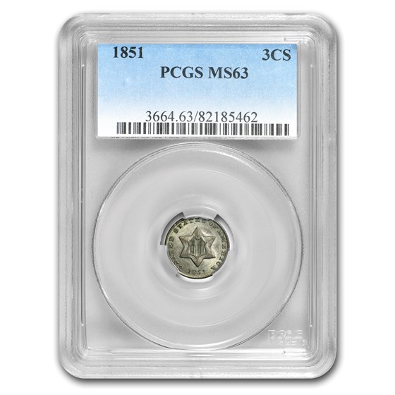 1851 Three Cent Silver MS-63 PCGS 1851 Three Cent Silver MS-63 PCGS