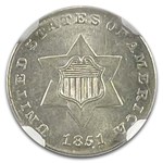 1851 Three Cent Silver MS-64+ NGC