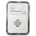 1851 Three Cent Silver MS-64+ NGC