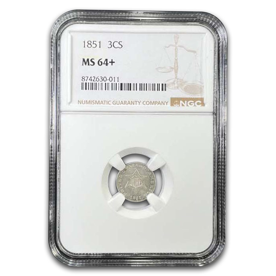 1851 Three Cent Silver MS-64+ NGC