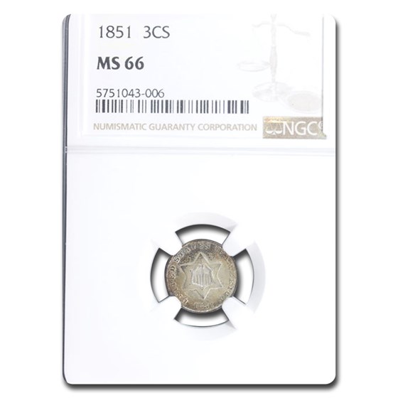1851 Three Cent Silver MS-66 NGC