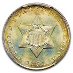 1851 Three Cent Silver MS-67 PCGS