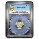 1851 Three Cent Silver MS-67 PCGS