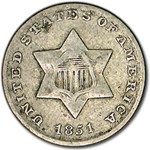 1851 Three Cent Silver VG