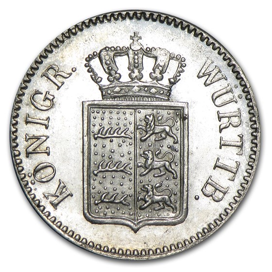 1851 Wurttemberg Silver 3 Kreuzer BU 1851 Wurttemberg Silver 3 Kreuzer BU