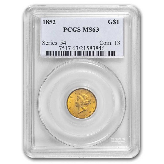 1852 $1 Liberty Head Gold MS-63 PCGS 1852 $1 Liberty Head Gold MS-63 PCGS