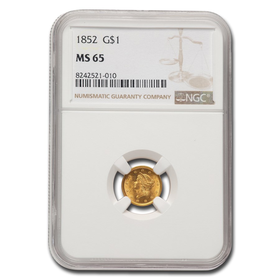 1852 $1 Liberty Head Gold MS-65 NGC