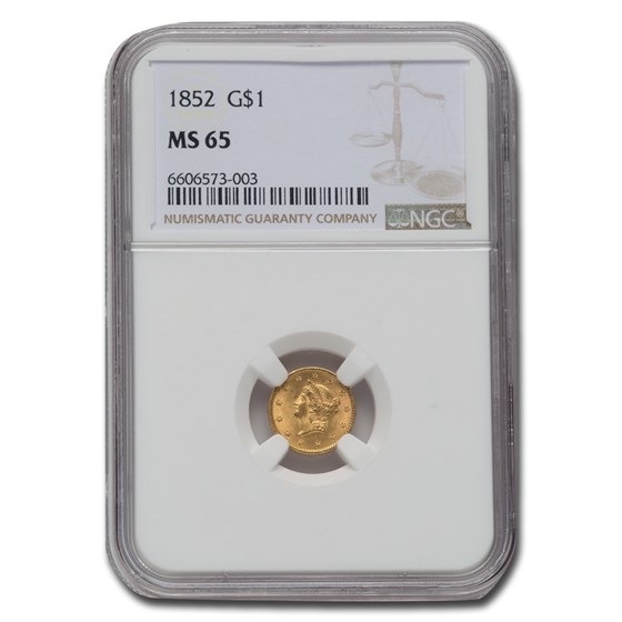1852 $1 Liberty Head Gold MS-65 NGC