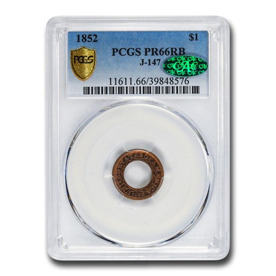 1852 $1 Pattern Dollar PR-66 PCGS CAC (J-147, Red/Brown)
