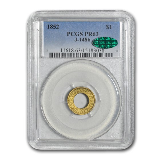 1852 $1 Pattern Gold Dollar PR-63 PCGS CAC (J-148B) 1852 $1 Pattern Gold Dollar PR-63 PCGS CAC (J-148B)
