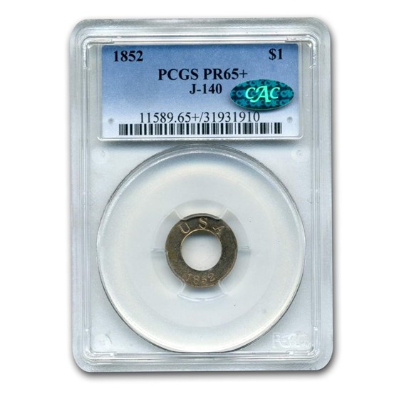 1852 $1 Pattern Gold Dollar PR-65+ PCGS CAC (J-140) 1852 $1 Pattern Gold Dollar PR-65+ PCGS CAC (J-140)