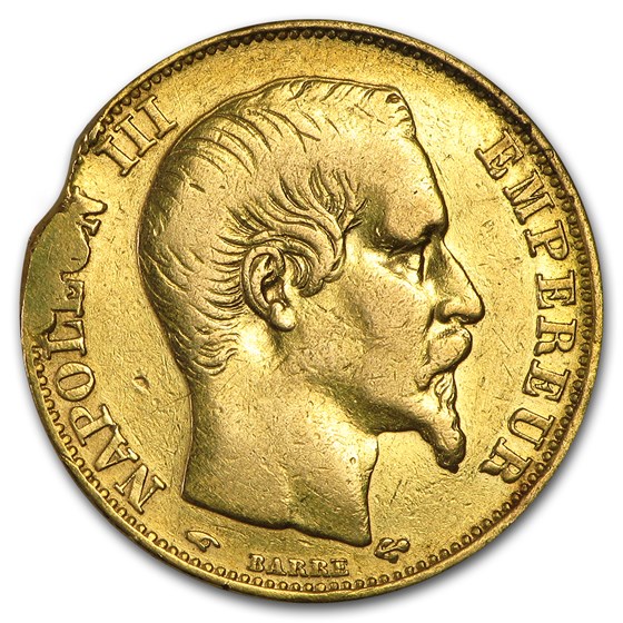1852-1860 France Gold 20 Francs Napoleon III Avg Circ (Scruffy) 1852-1860 France Gold 20 Francs Napoleon III Avg Circ (Scruffy)