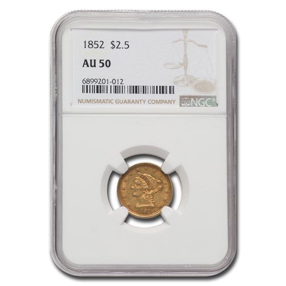 1852 $2.50 Liberty Gold Quarter Eagle AU-50 NGC 1852 $2.50 Liberty Gold Quarter Eagle AU-50 NGC