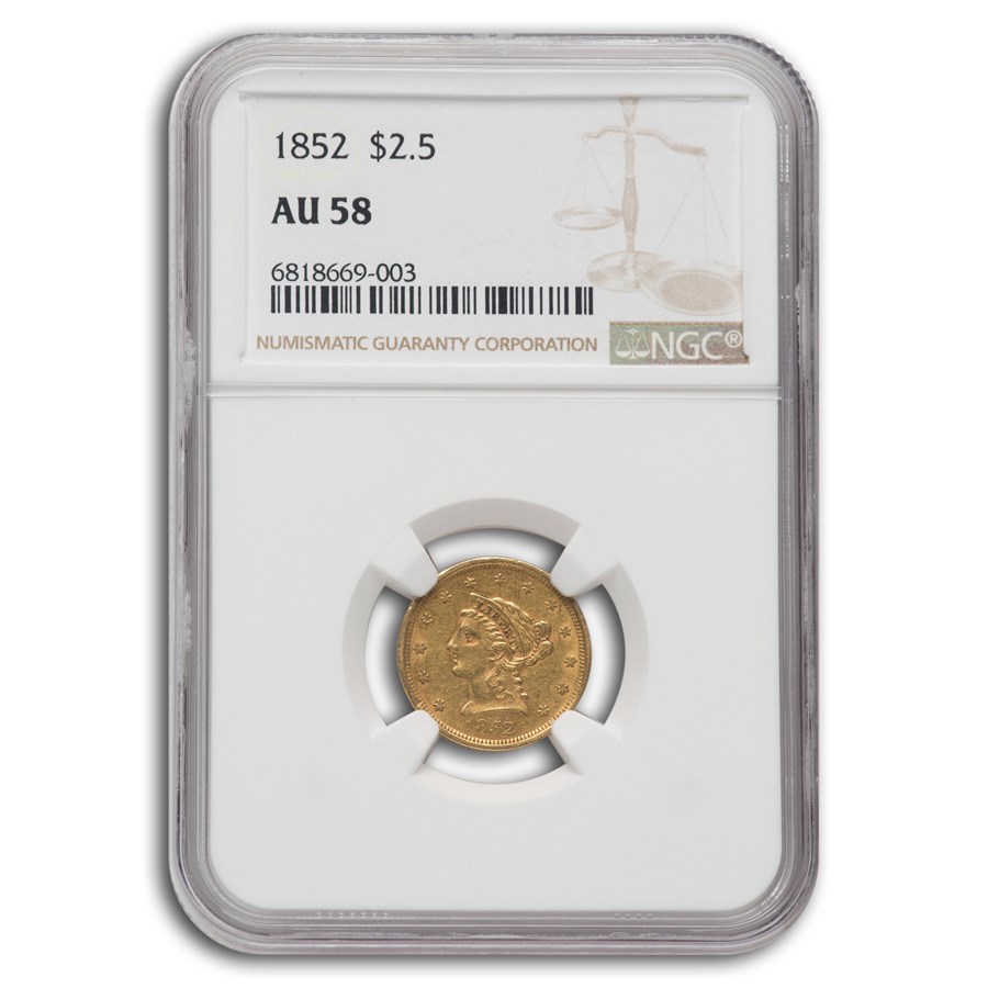 1852 $2.50 Liberty Gold Quarter Eagle AU-58 NGC