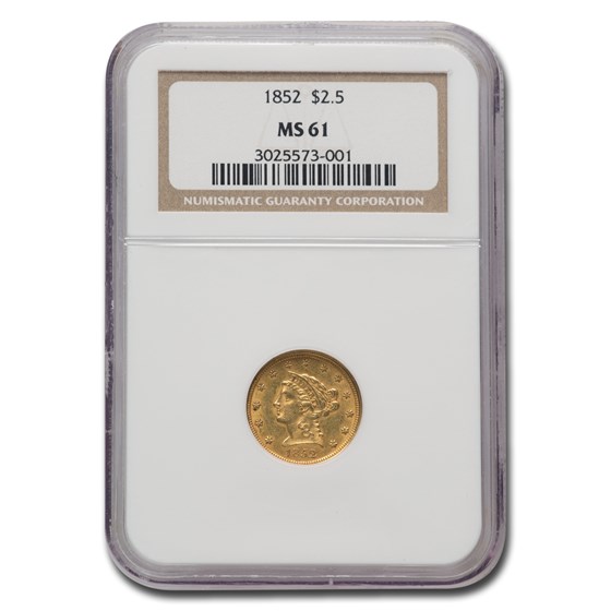 1852 $2.50 Liberty Gold Quarter Eagle MS-61 NGC 1852 $2.50 Liberty Gold Quarter Eagle MS-61 NGC