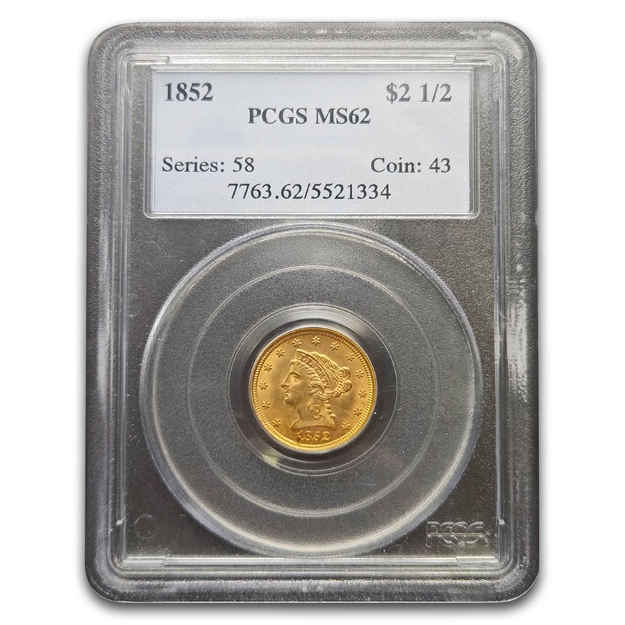 1852 $2.50 Liberty Gold Quarter Eagle MS-62 PCGS