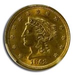 1852 $2.50 Liberty Gold Quarter Eagle MS-64 CACG