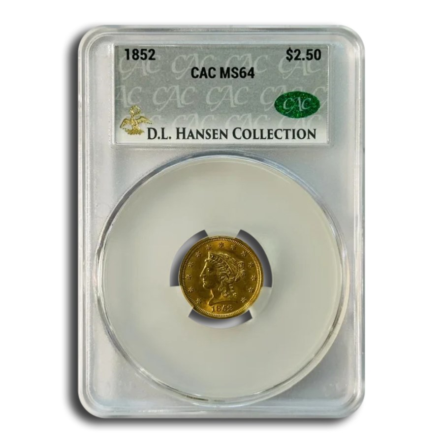 1852 $2.50 Liberty Gold Quarter Eagle MS-64 CACG