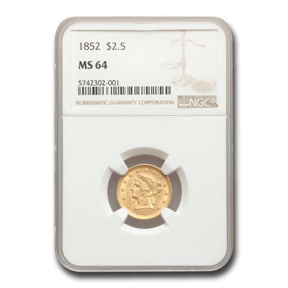 1852 $2.50 Liberty Gold Quarter Eagle MS-64 NGC 1852 $2.50 Liberty Gold Quarter Eagle MS-64 NGC