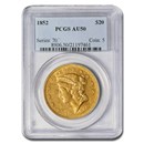 1852 $20 Liberty Gold Double Eagle AU-50 PCGS