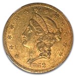 1852 $20 Liberty Gold Double Eagle AU-55 NGC CAC