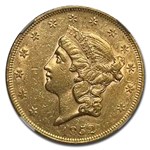 1852 $20 Liberty Gold Double Eagle AU-55 NGC