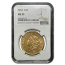 1852 $20 Liberty Gold Double Eagle AU-55 NGC