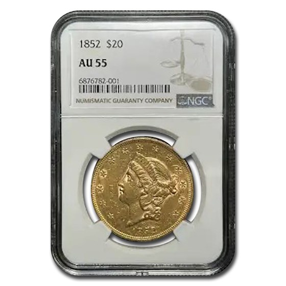 1852 $20 Liberty Gold Double Eagle AU-55 NGC 1852 $20 Liberty Gold Double Eagle AU-55 NGC