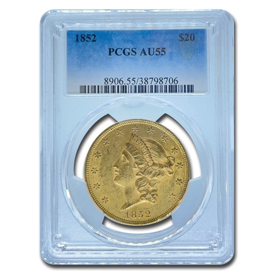 1852 $20 Liberty Gold Double Eagle AU-55 PCGS 1852 $20 Liberty Gold Double Eagle AU-55 PCGS