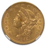 1852 $20 Liberty Gold Double Eagle AU-58 NGC CAC