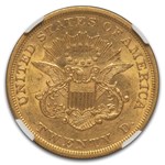 1852 $20 Liberty Gold Double Eagle AU-58 NGC CAC